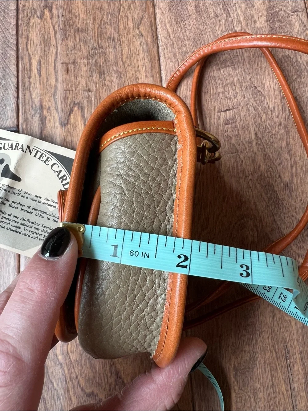 Vintage Dooney & Bourke Mini Saddle Bag AWL Taupe Tan Crossbody Luxury Preppy - Picture 10 of 11